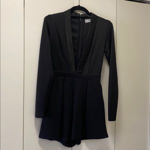 Black Low Cut V Romper